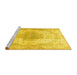 Sideview of Machine Washable Medallion Yellow Traditional Rug, wshtr92yw