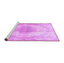 Sideview of Machine Washable Medallion Purple Traditional Area Rugs, wshtr92pur