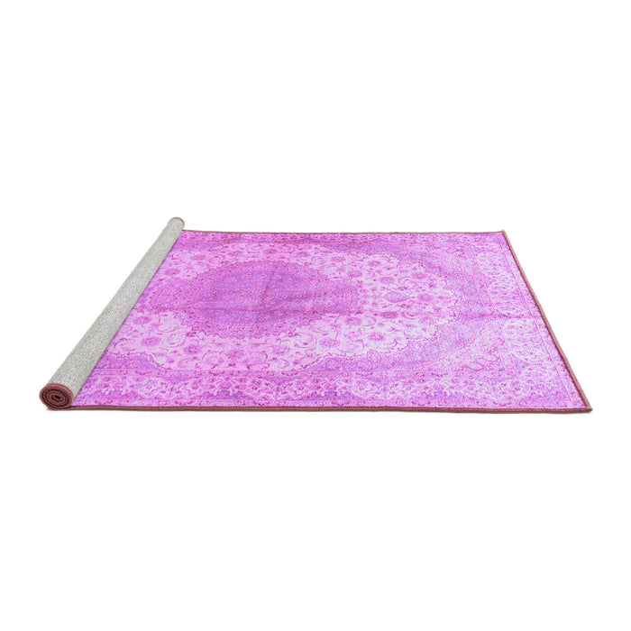 Sideview of Machine Washable Medallion Purple Traditional Area Rugs, wshtr92pur