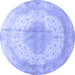 Round Medallion Blue Traditional Rug, tr92blu