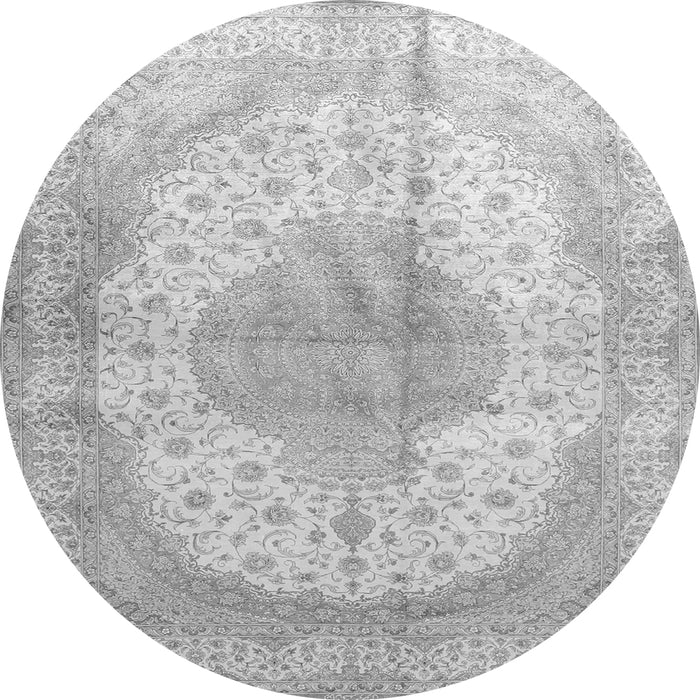Machine Washable Medallion Gray Traditional Rug, wshtr92gry
