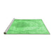 Sideview of Machine Washable Medallion Emerald Green Traditional Area Rugs, wshtr92emgrn