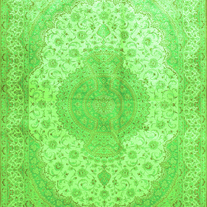 Serging Thickness of Machine Washable Medallion Green Traditional Area Rugs, wshtr92grn