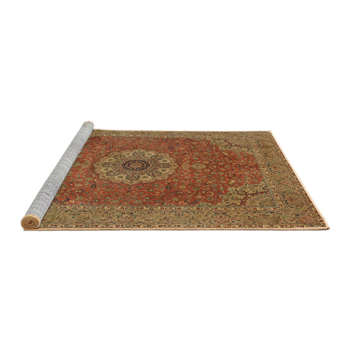 Sideview of Machine Washable Traditional Mahogany Brown Rug, wshtr93