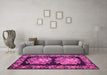 Machine Washable Medallion Pink French Rug in a Living Room, wshtr930pnk