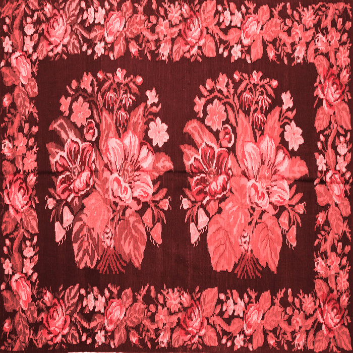Machine Washable Medallion Red French Rug, wshtr930red