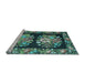 Sideview of Machine Washable Medallion Light Blue French Rug, wshtr930lblu