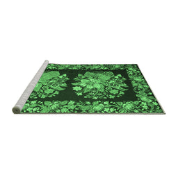 Sideview of Machine Washable Medallion Emerald Green French Area Rugs, wshtr930emgrn
