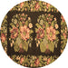 Round Medallion Brown French Rug, tr930brn