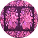 Round Machine Washable Medallion Pink French Rug, wshtr930pnk