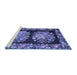 Sideview of Machine Washable Medallion Blue French Rug, wshtr930blu