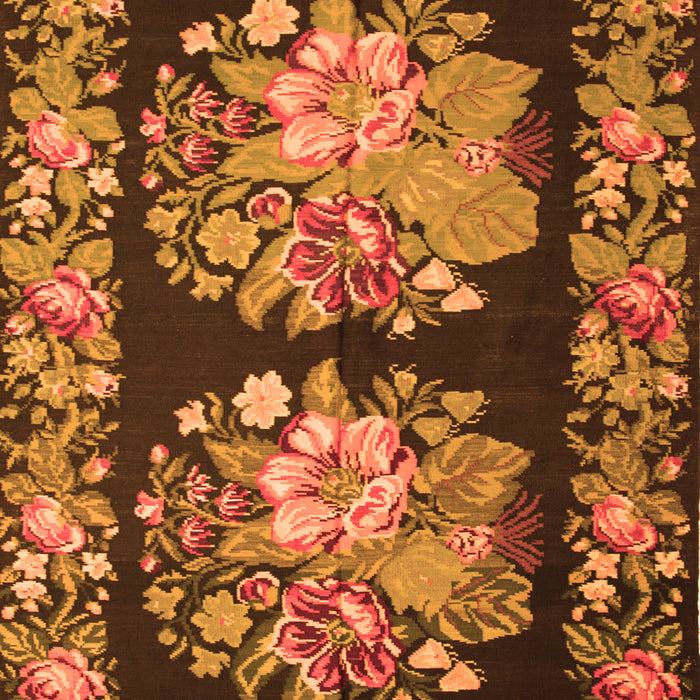 Serging Thickness of Machine Washable Medallion Orange French Area Rugs, wshtr930org