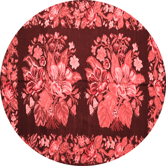 Machine Washable Medallion Red French Rug, wshtr930red