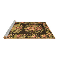 Sideview of Machine Washable Medallion Brown French Rug, wshtr930brn