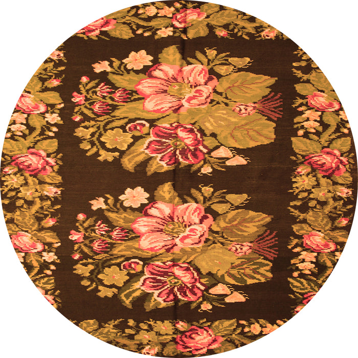 Machine Washable Medallion Orange French Area Rugs, wshtr930org