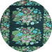 Round Medallion Light Blue French Rug, tr930lblu