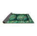 Sideview of Medallion Turquoise French Rug, tr930turq