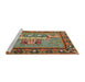 Sideview of Machine Washable Traditional Brass Green Rug, wshtr931