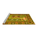 Sideview of Machine Washable Medallion Yellow French Rug, wshtr931yw