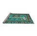 Sideview of Machine Washable Medallion Light Blue French Rug, wshtr931lblu