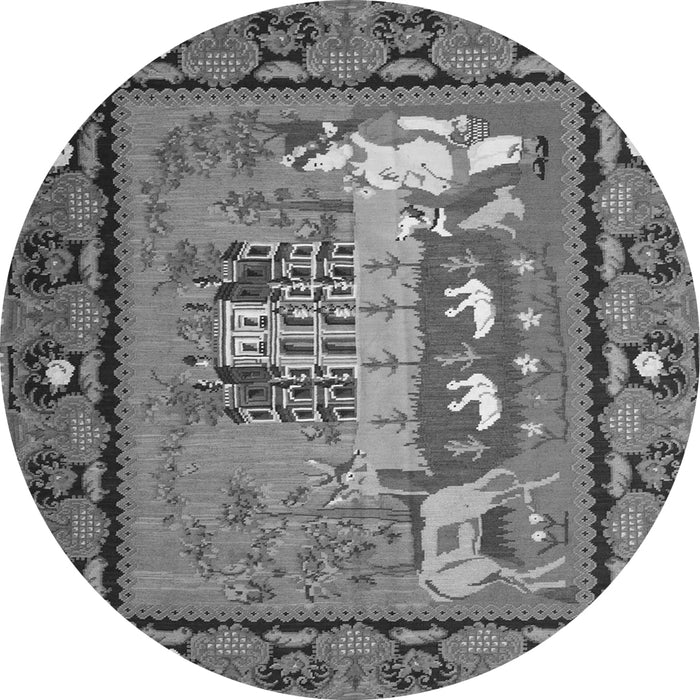 Machine Washable Medallion Gray French Rug, wshtr931gry