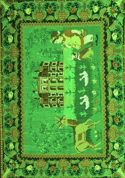 Medallion Green French Rug, tr931grn