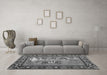 Machine Washable Medallion Gray French Rug in a Living Room,, wshtr931gry