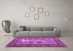 Machine Washable Medallion Purple French Area Rugs in a Living Room, wshtr931pur