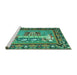 Sideview of Machine Washable Medallion Turquoise French Area Rugs, wshtr931turq