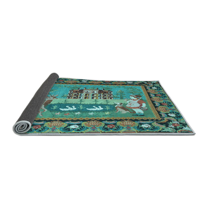 Sideview of Medallion Light Blue French Rug, tr931lblu