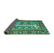 Sideview of Medallion Turquoise French Rug, tr931turq