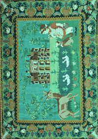 Medallion Turquoise French Rug, tr931turq