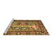 Sideview of Machine Washable Medallion Brown French Rug, wshtr931brn