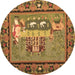 Round Medallion Brown French Rug, tr931brn