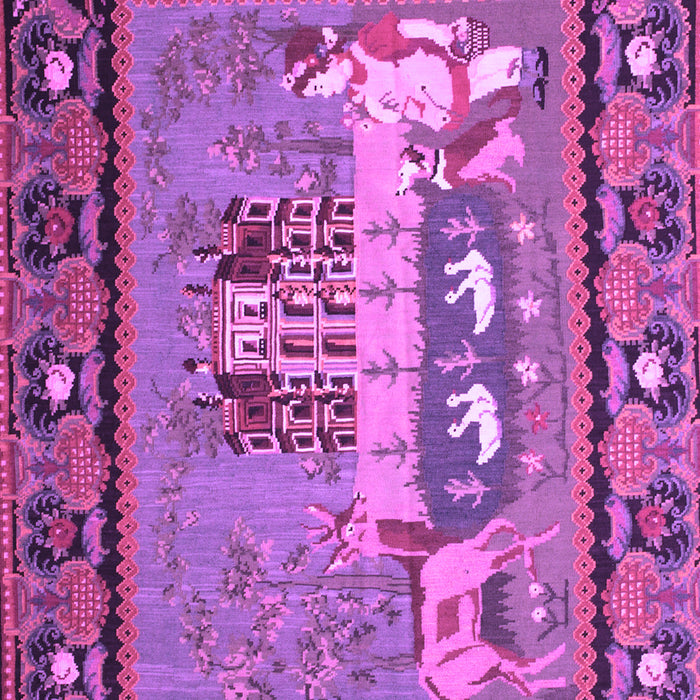 Machine Washable Medallion Purple French Area Rugs, wshtr931pur