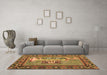 Machine Washable Medallion Brown French Rug in a Living Room,, wshtr931brn