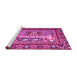 Sideview of Machine Washable Medallion Pink French Rug, wshtr931pnk