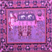 Square Machine Washable Medallion Purple French Area Rugs, wshtr931pur