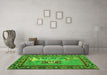 Machine Washable Medallion Green French Area Rugs in a Living Room,, wshtr931grn