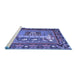 Sideview of Machine Washable Medallion Blue French Rug, wshtr931blu