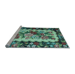 Sideview of Machine Washable Persian Light Blue Traditional Rug, wshtr932lblu