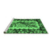 Sideview of Machine Washable Persian Emerald Green Traditional Area Rugs, wshtr932emgrn
