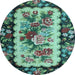 Round Machine Washable Persian Light Blue Traditional Rug, wshtr932lblu