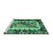 Sideview of Machine Washable Persian Turquoise Traditional Area Rugs, wshtr932turq