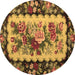 Round Persian Brown Traditional Rug, tr932brn