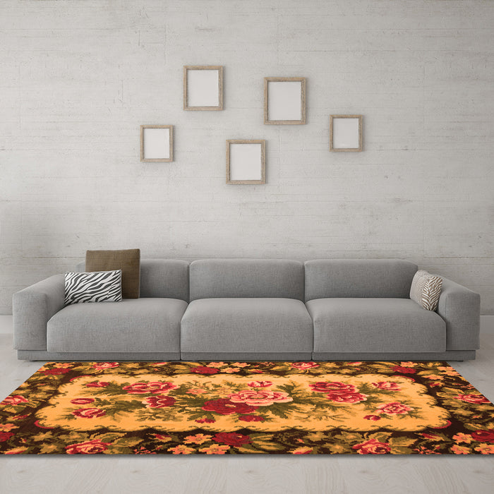 Machine Washable Persian Orange Traditional Area Rugs in a Living Room, wshtr932org