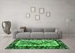 Machine Washable Persian Emerald Green Traditional Area Rugs in a Living Room,, wshtr932emgrn