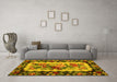 Machine Washable Persian Yellow Traditional Rug in a Living Room, wshtr932yw
