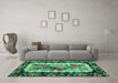 Machine Washable Persian Turquoise Traditional Area Rugs in a Living Room,, wshtr932turq