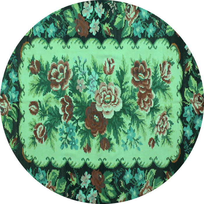 Round Persian Turquoise Traditional Rug, tr932turq